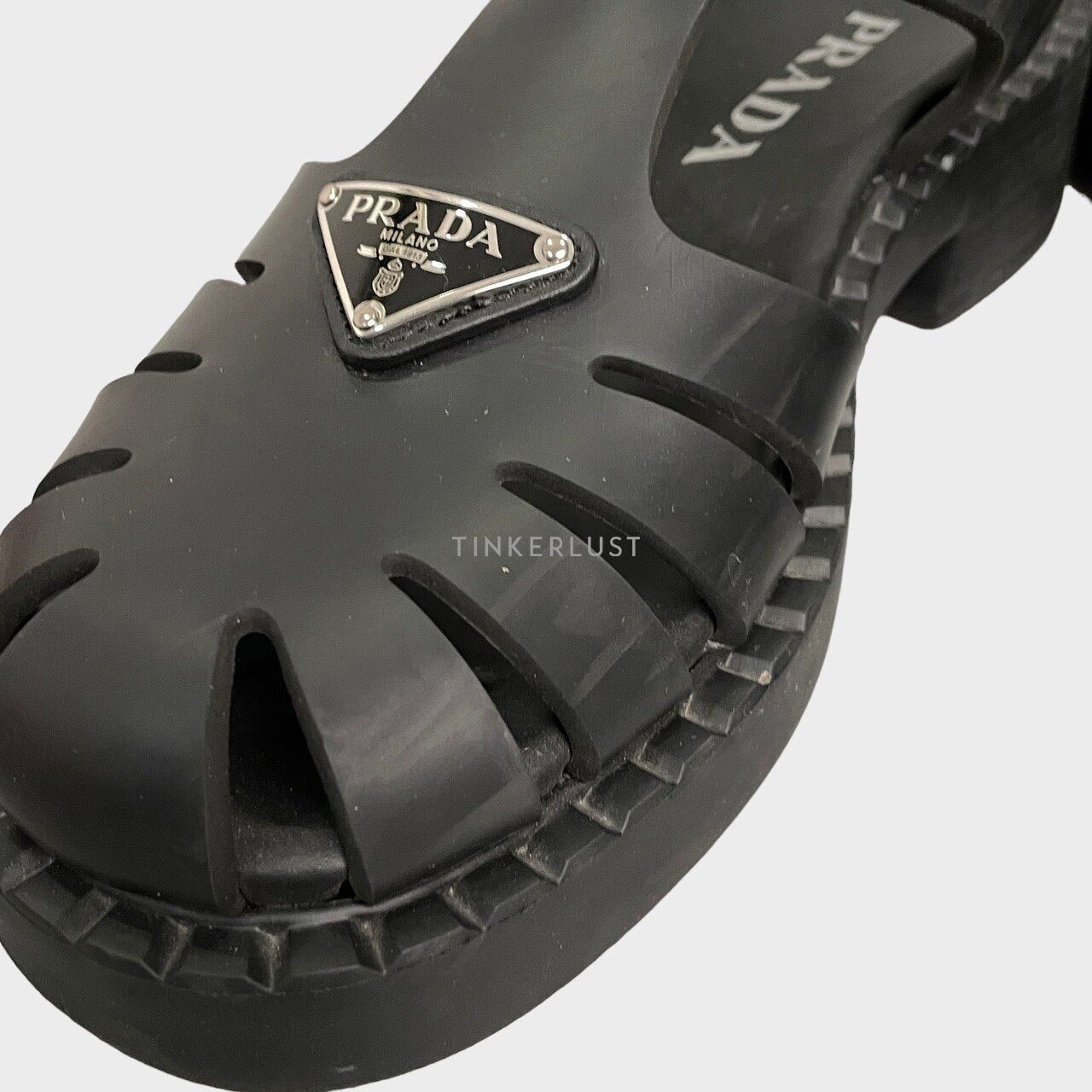 Prada Black Rubber Cage Sandals