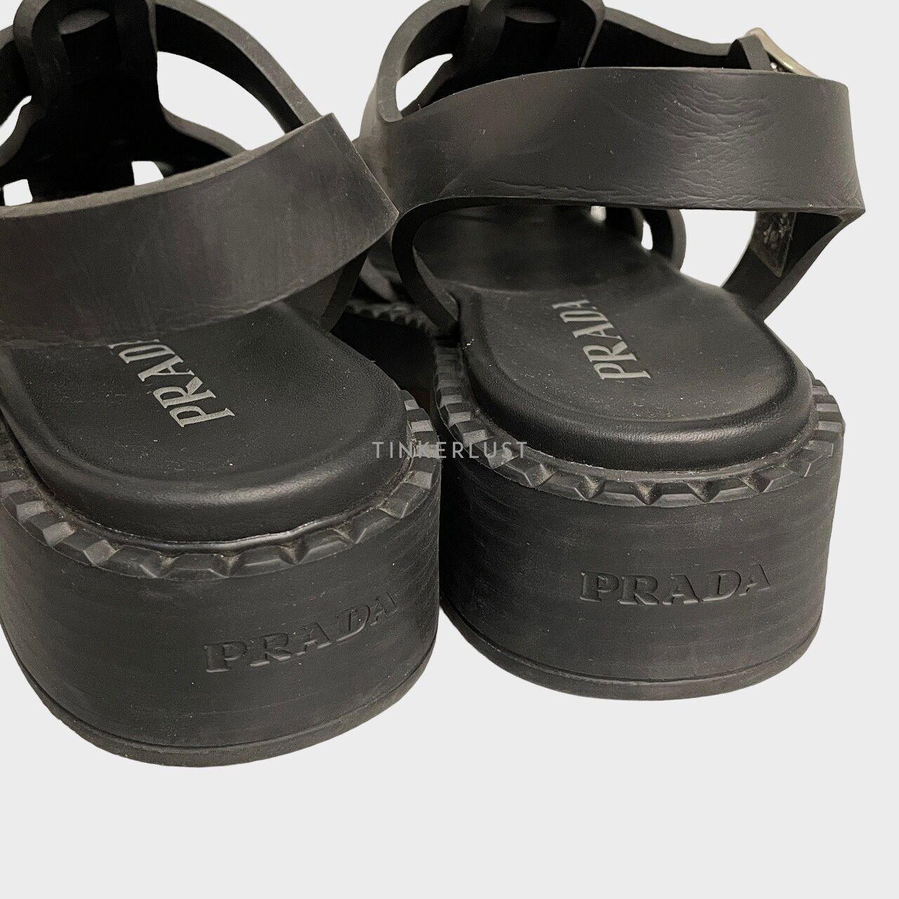 Prada Black Rubber Cage Sandals