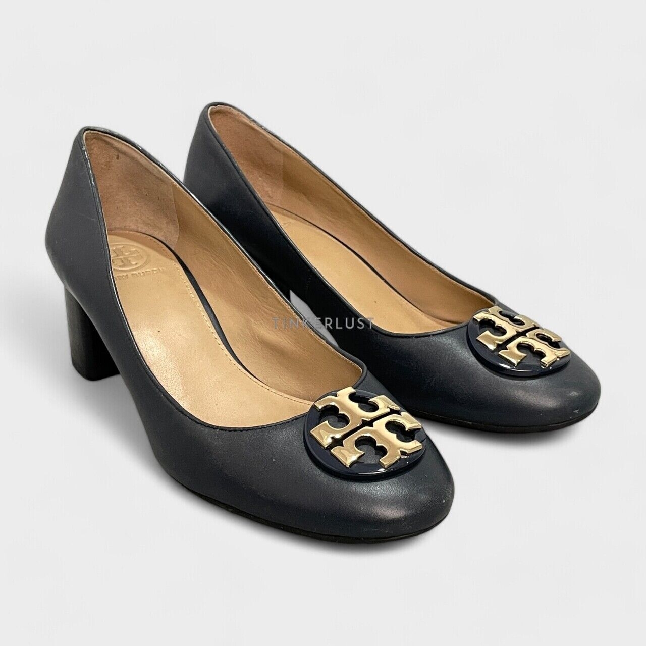 Tory Burch Janey Navy Block Heels