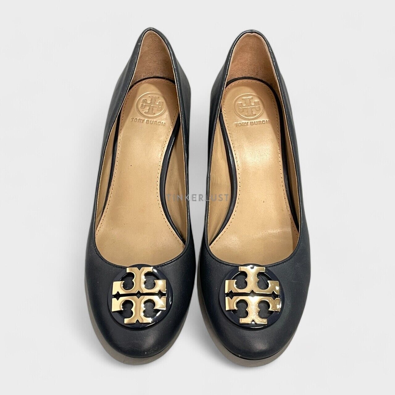 Tory Burch Janey Navy Block Heels