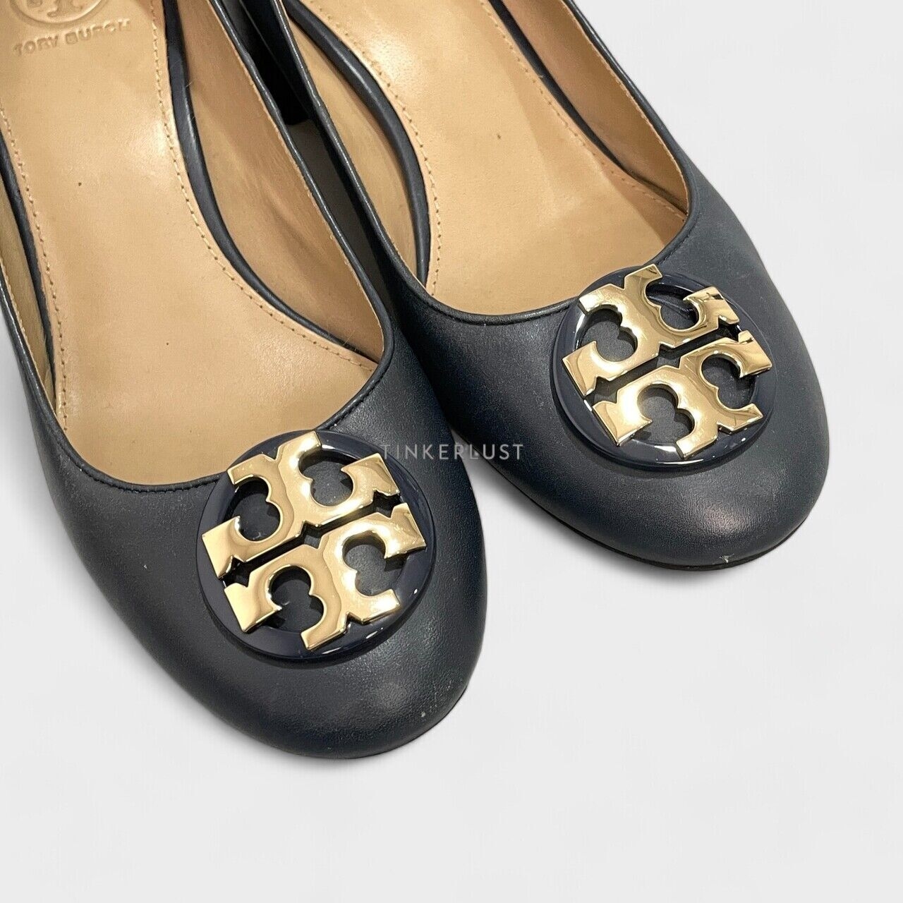 Tory Burch Janey Navy Block Heels