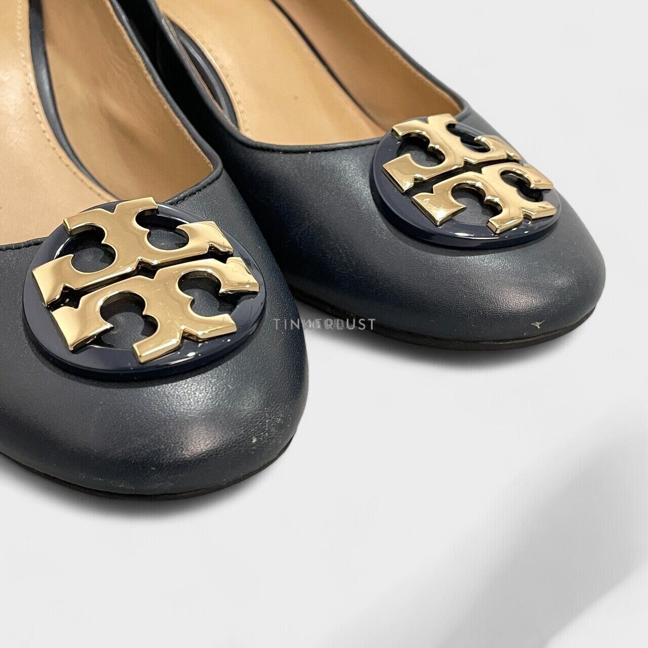 Tory Burch Janey Navy Block Heels