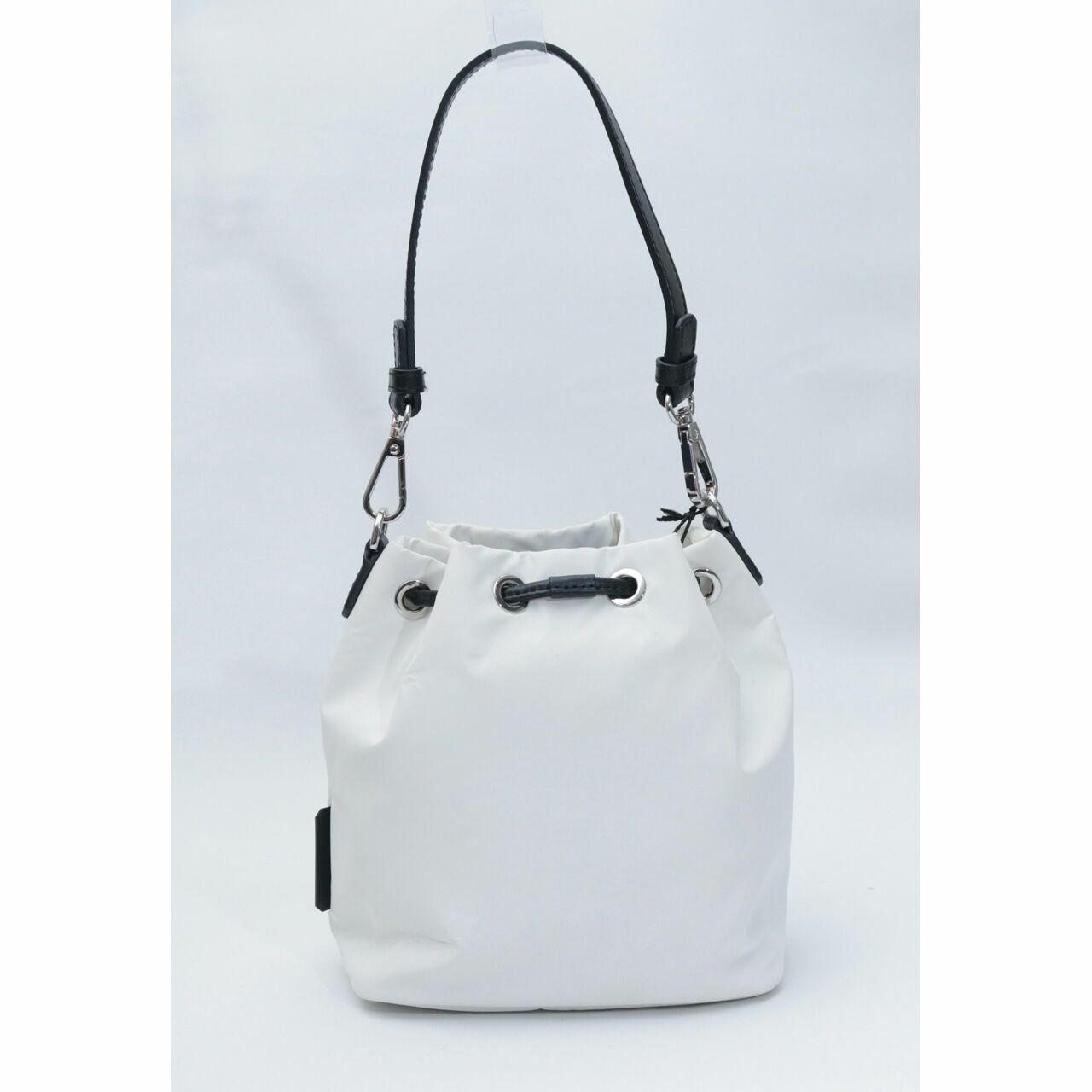 Karl Lagerfeld Ikonik Nylon Bucket White Satchel Bag