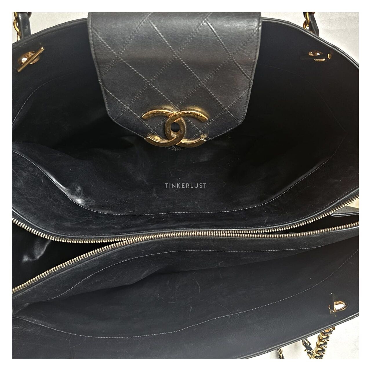 Chanel Vintage Black Quilted GHW Supermodel Tote Bag