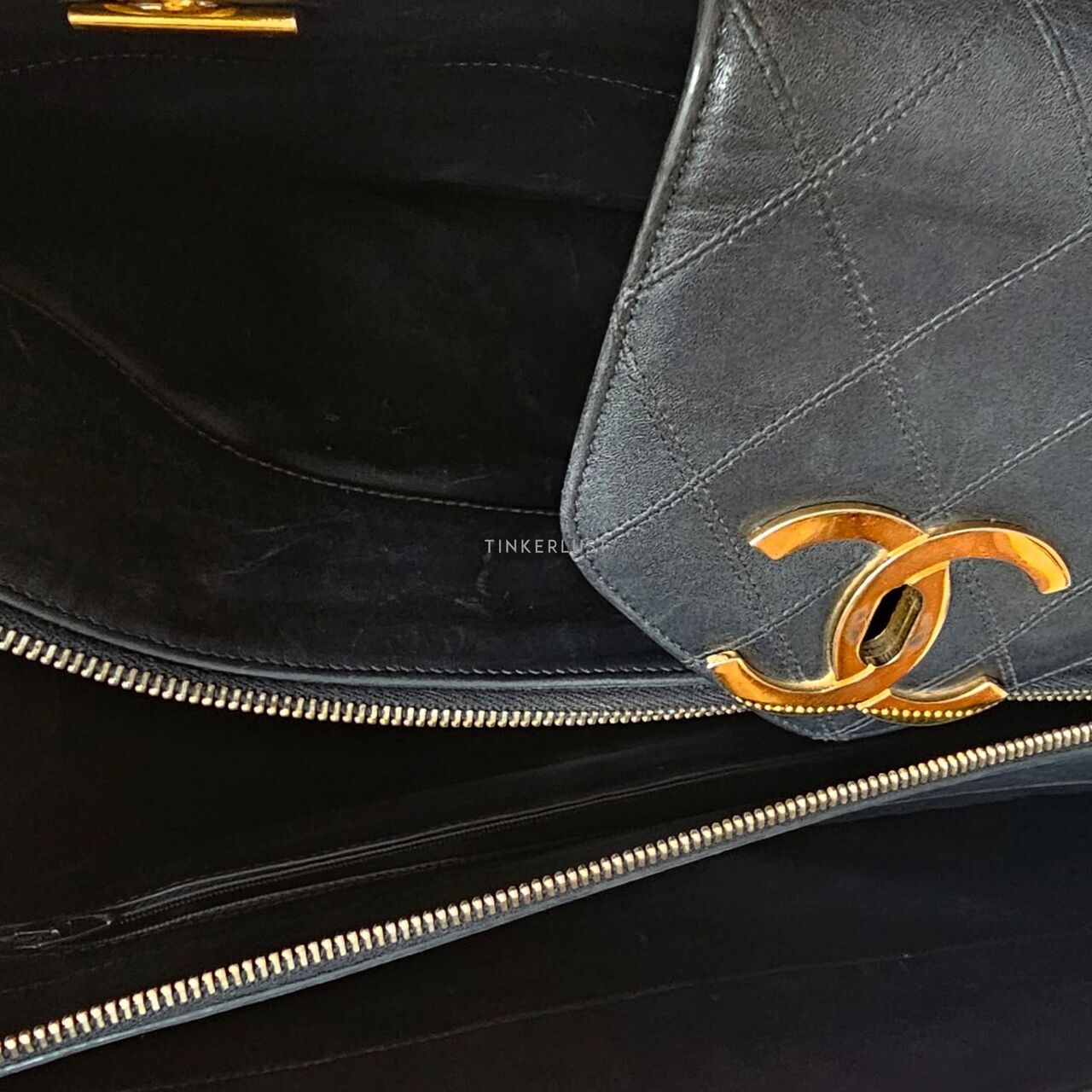 Chanel Vintage Black Quilted GHW Supermodel Tote Bag