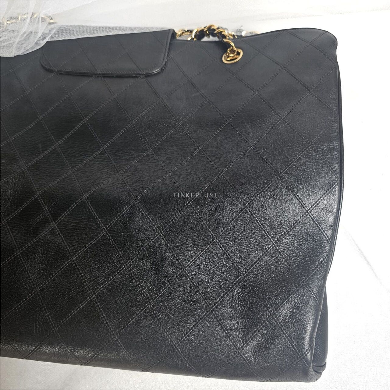 Chanel Vintage Black Quilted GHW Supermodel Tote Bag