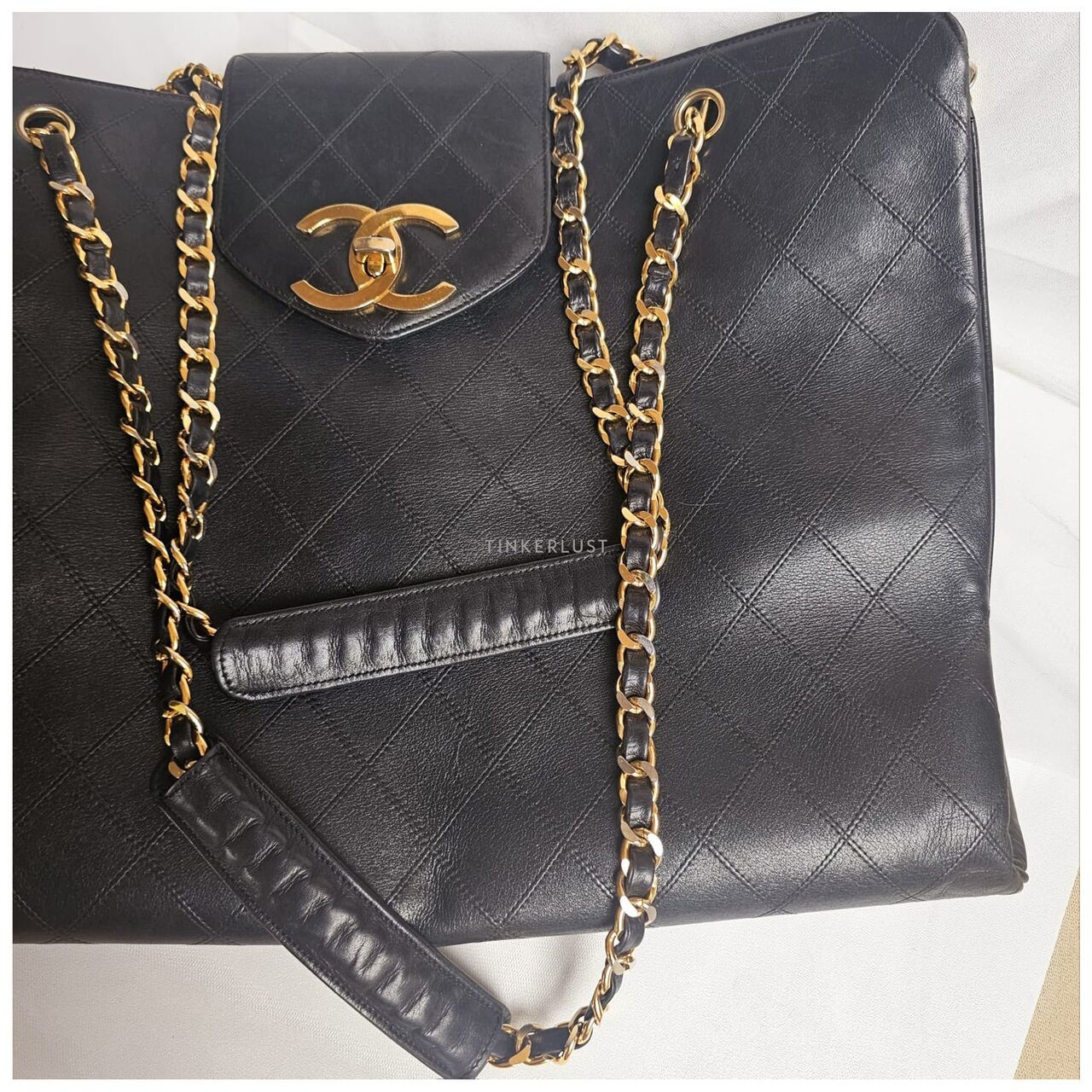 Chanel Vintage Black Quilted GHW Supermodel Tote Bag