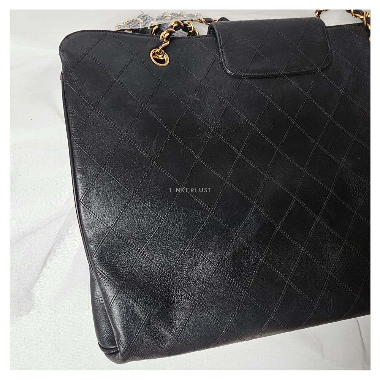 Chanel Vintage Black Quilted GHW Supermodel Tote Bag