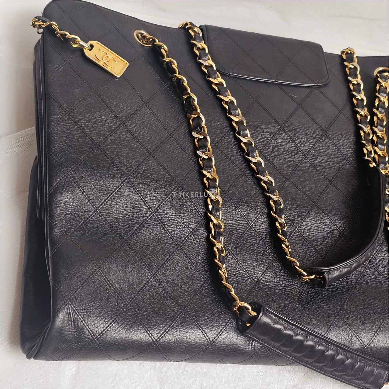 Chanel Vintage Black Quilted GHW Supermodel Tote Bag