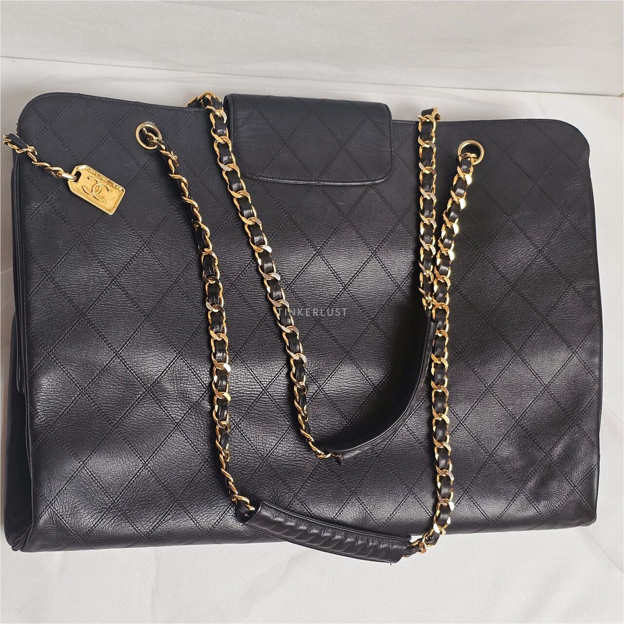 Chanel Vintage Black Quilted GHW Supermodel Tote Bag