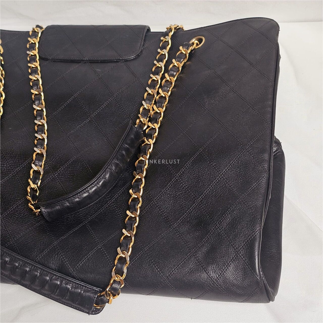 Chanel Vintage Black Quilted GHW Supermodel Tote Bag