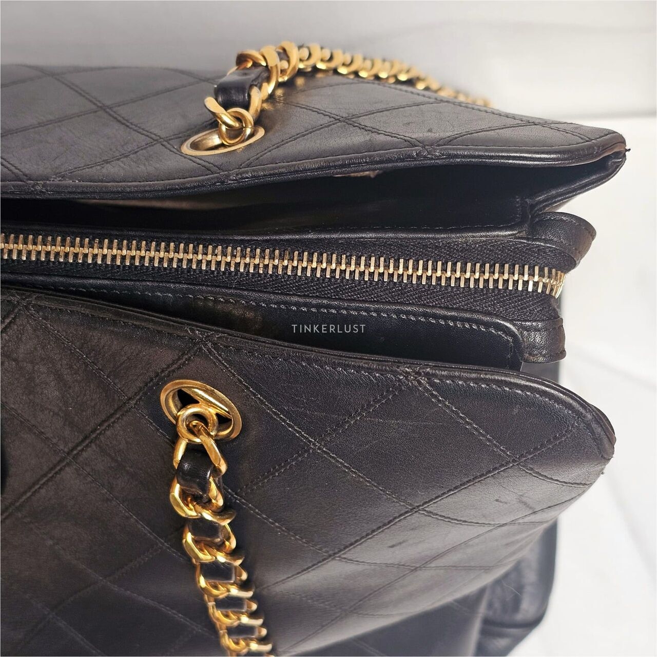 Chanel Vintage Black Quilted GHW Supermodel Tote Bag