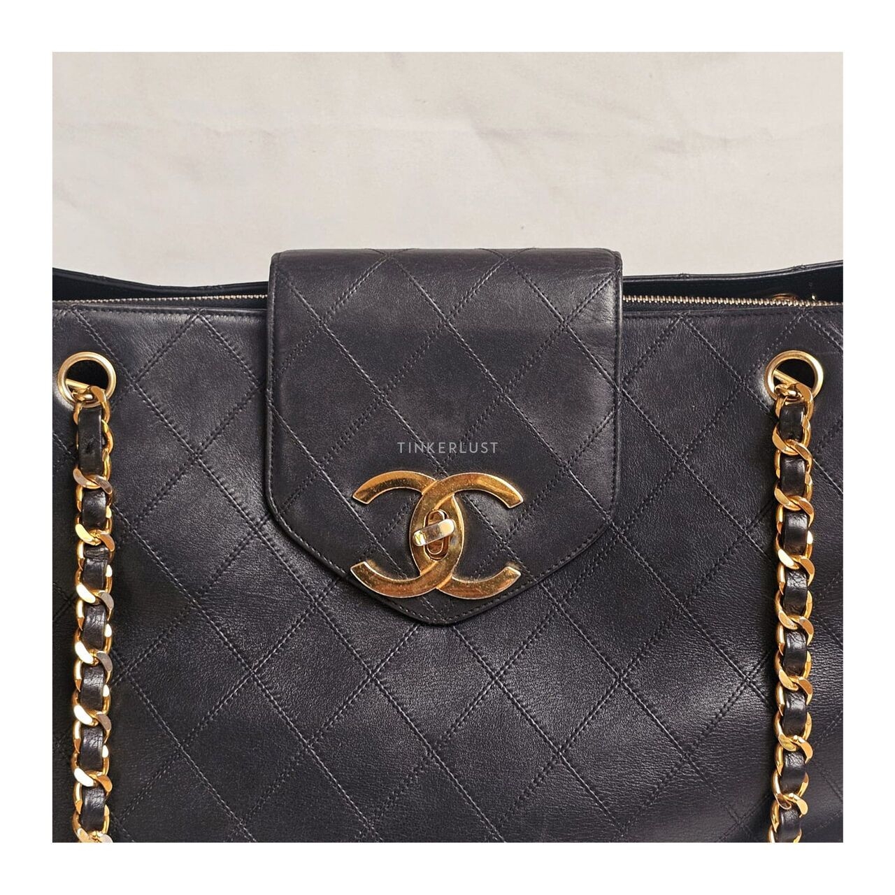 Chanel Vintage Black Quilted GHW Supermodel Tote Bag