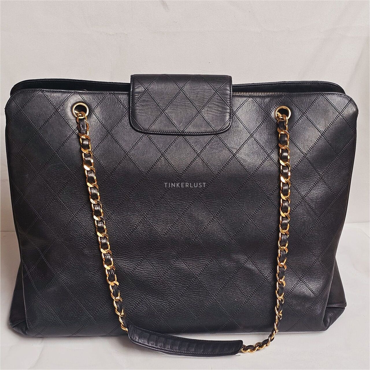 Chanel Vintage Black Quilted GHW Supermodel Tote Bag