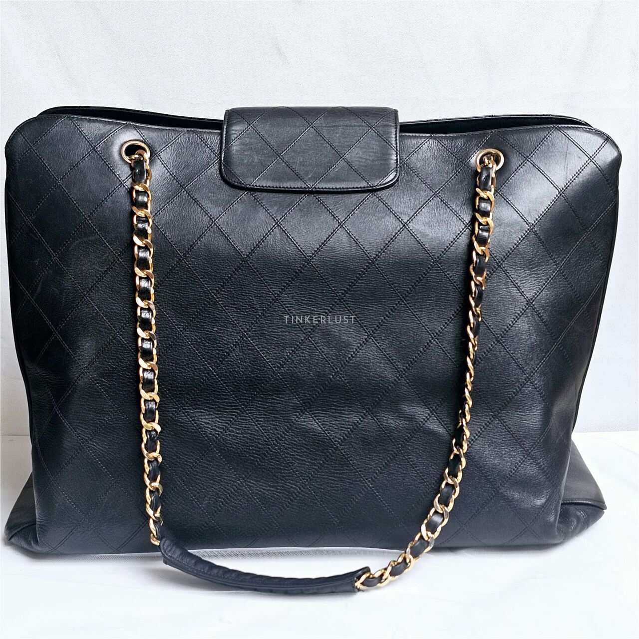 Chanel Vintage Black Quilted GHW Supermodel Tote Bag