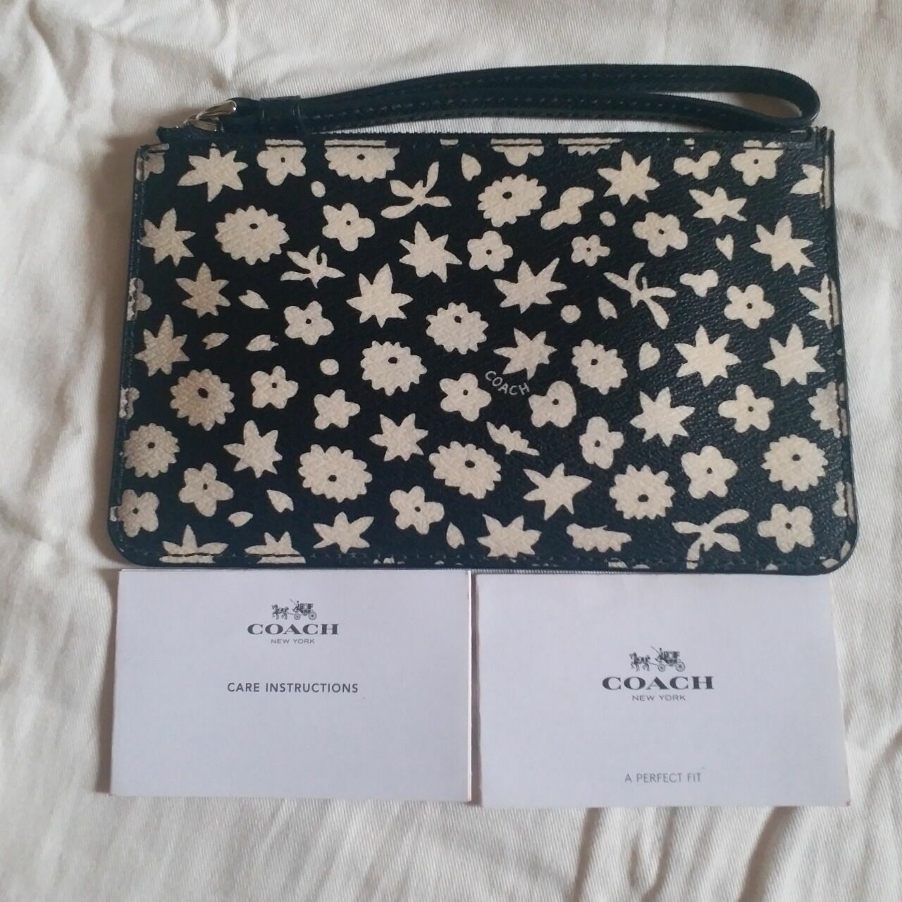 Coach Black Floral Pouch