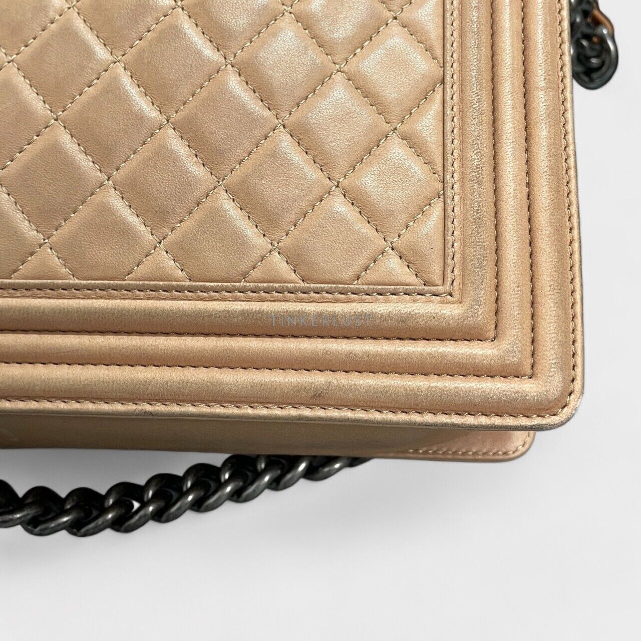 Chanel Boy Large Quilted Calfskin Beige Flap Shoulder Bag 