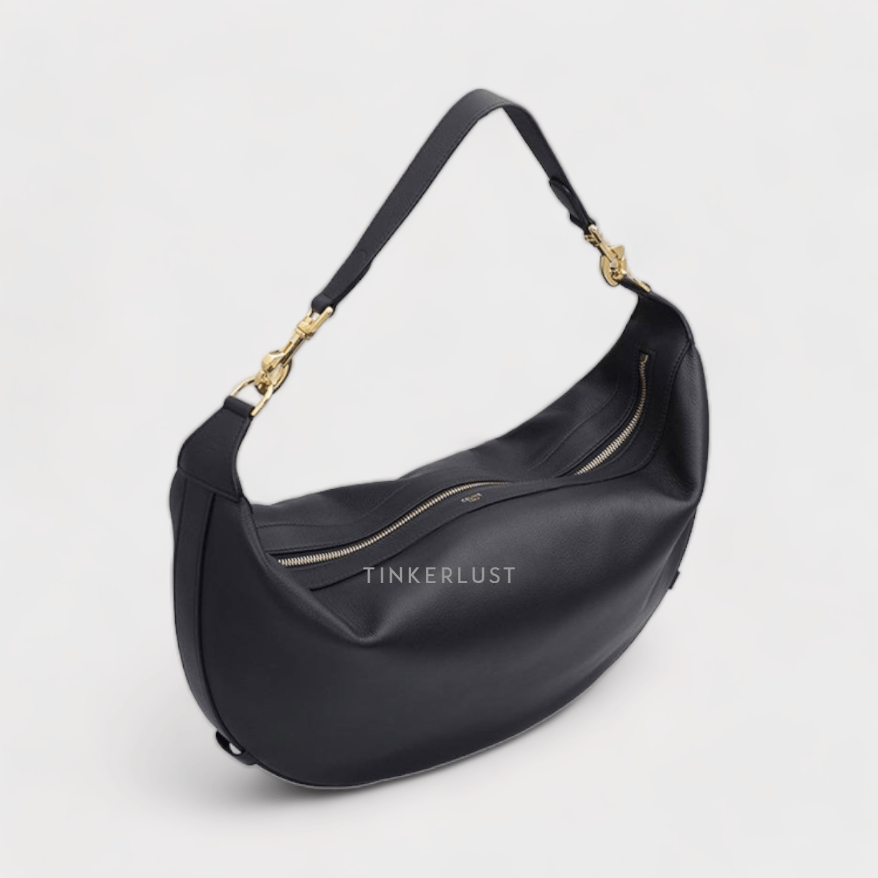 Celine Medium Leandre Shoulder Bag in Black Supple Calfskin