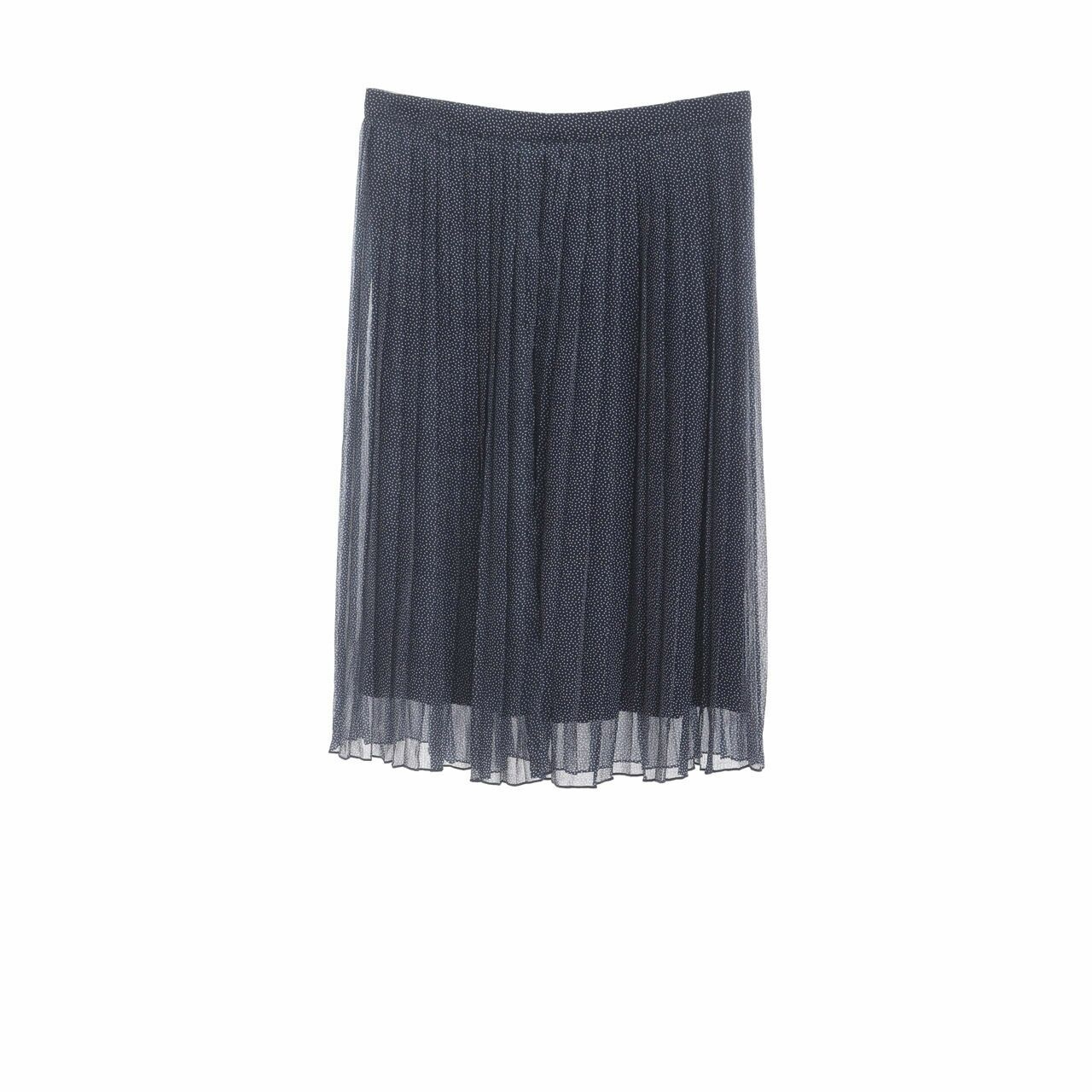 Abercrombie & Fitch Navy Pattern Midi Skirt