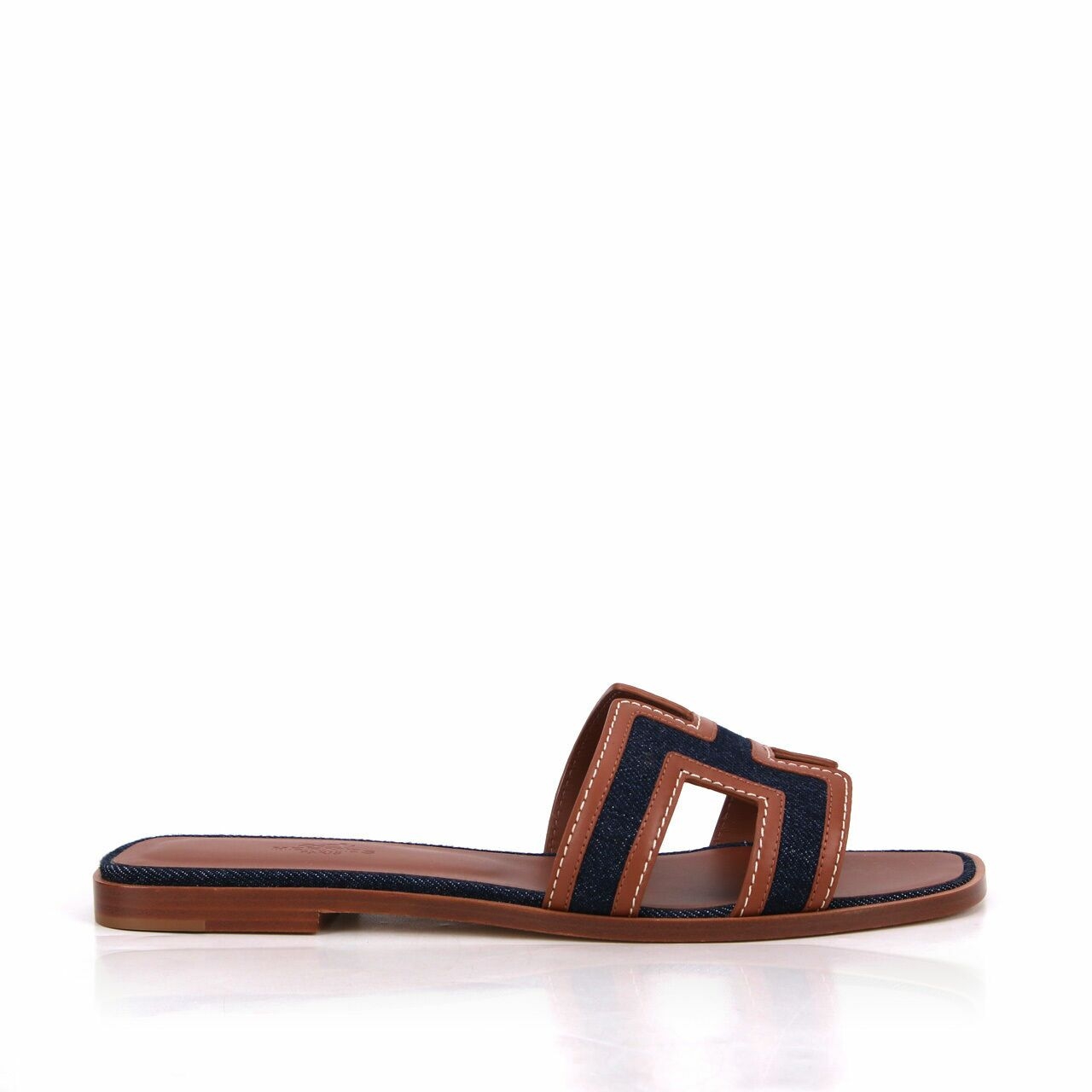 Hermes Oran Sandal Bleu Brut / Gold