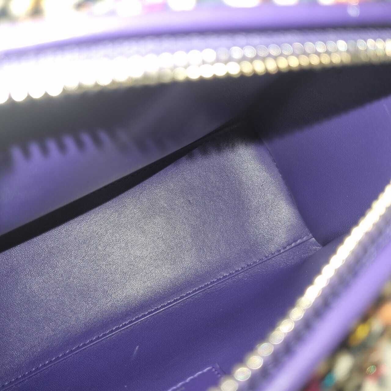 Christian Dior Lady Dior Limited Edition Medium Tweed Purple SHW 2013 Satchel