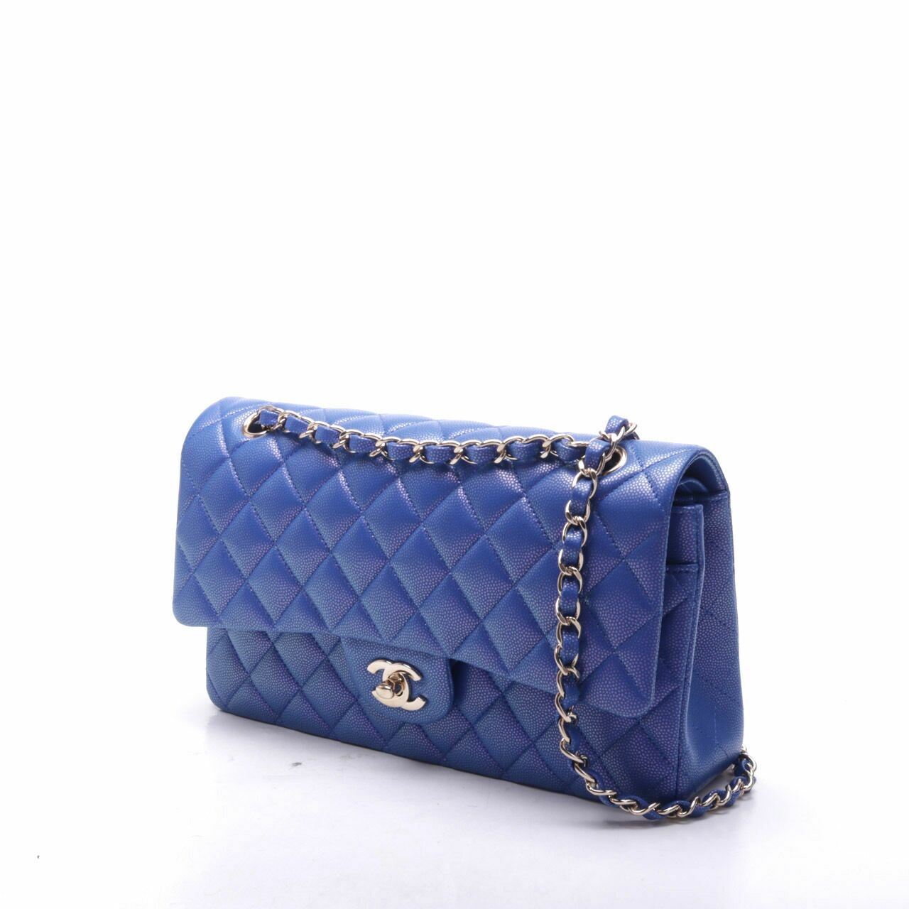 Chanel Medium Caviar LGHW Blue Shoulder Bag 