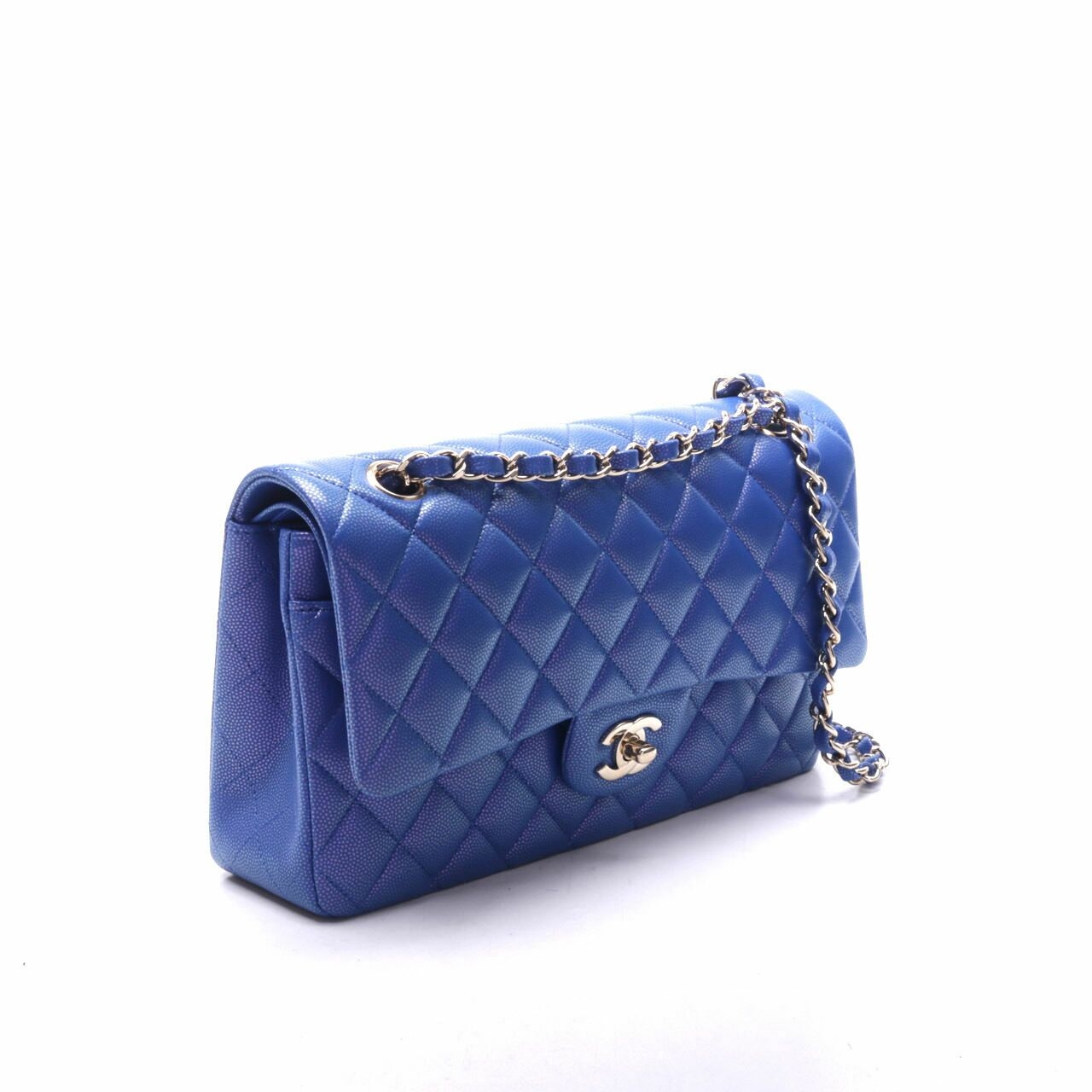 Chanel Medium Caviar LGHW Blue Shoulder Bag 