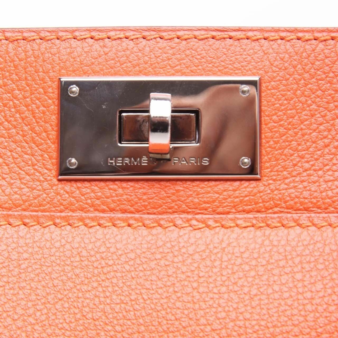 Hermes Toolbox Orange Feu Color Stamp R Satchel Bag