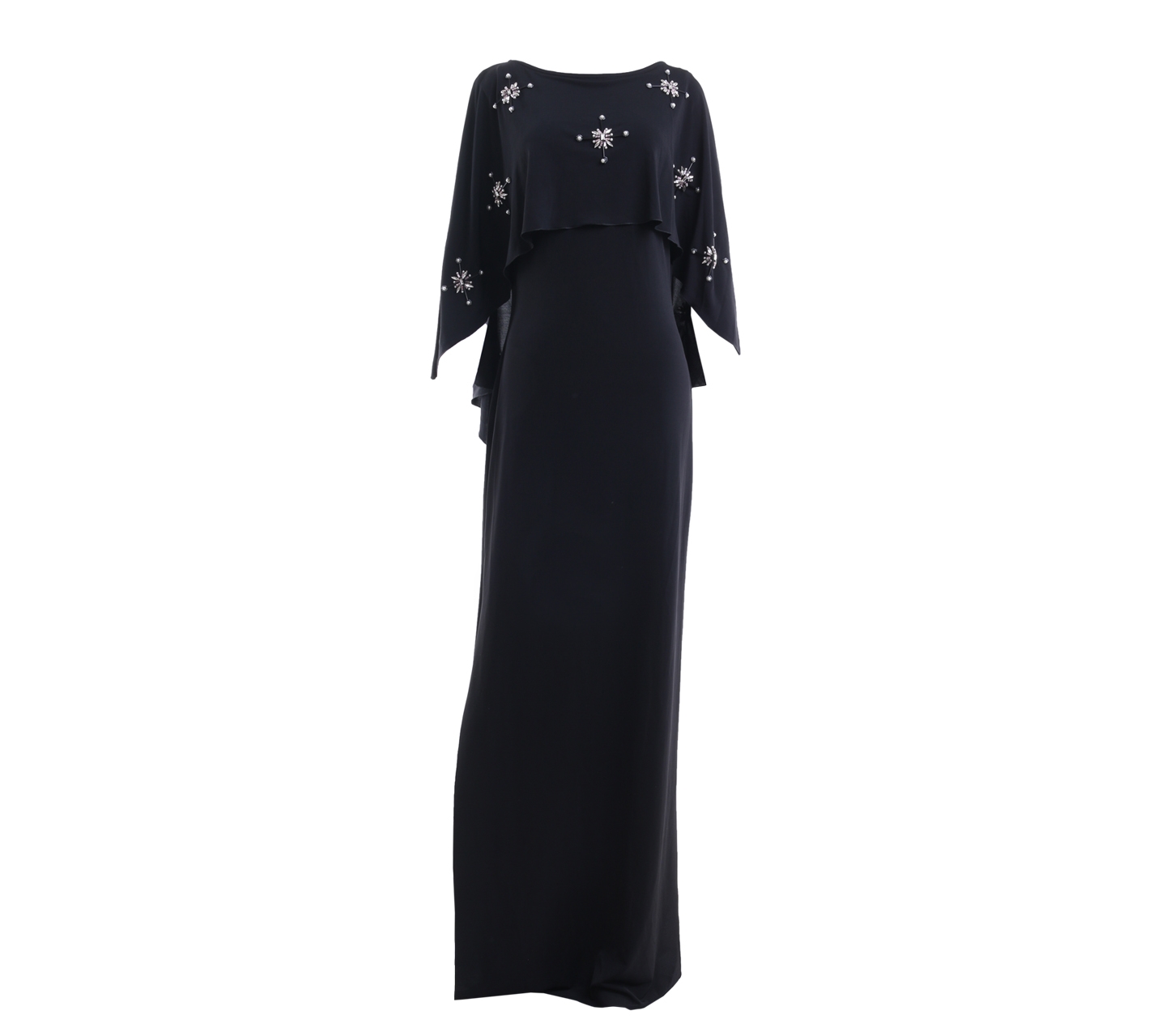 Private Collection Selphiebong Black Cape Beaded Long Dress	