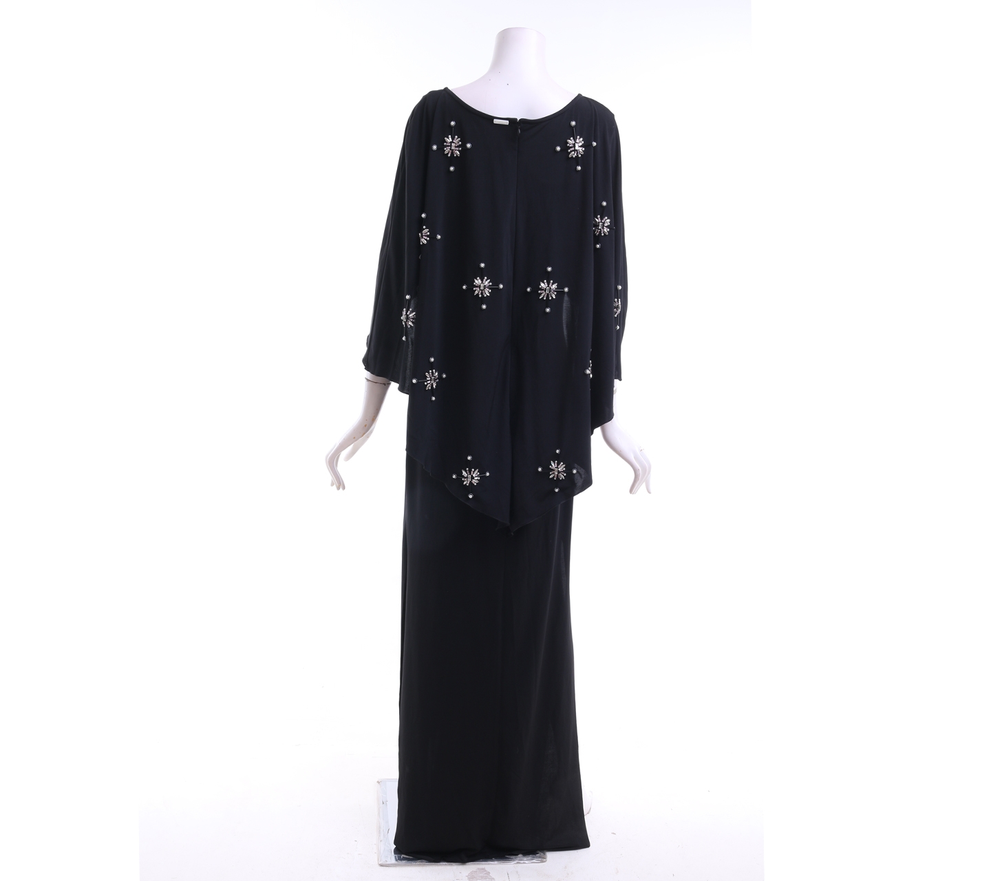 Private Collection Selphiebong Black Cape Beaded Long Dress	