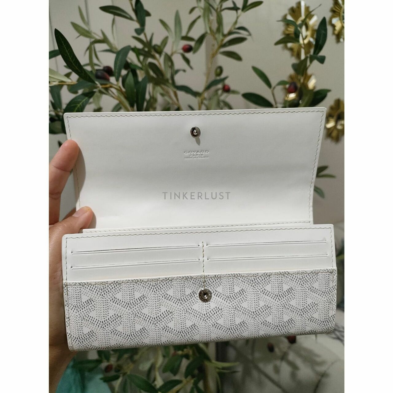 Goyard Varrene White Goyardine Long Wallet