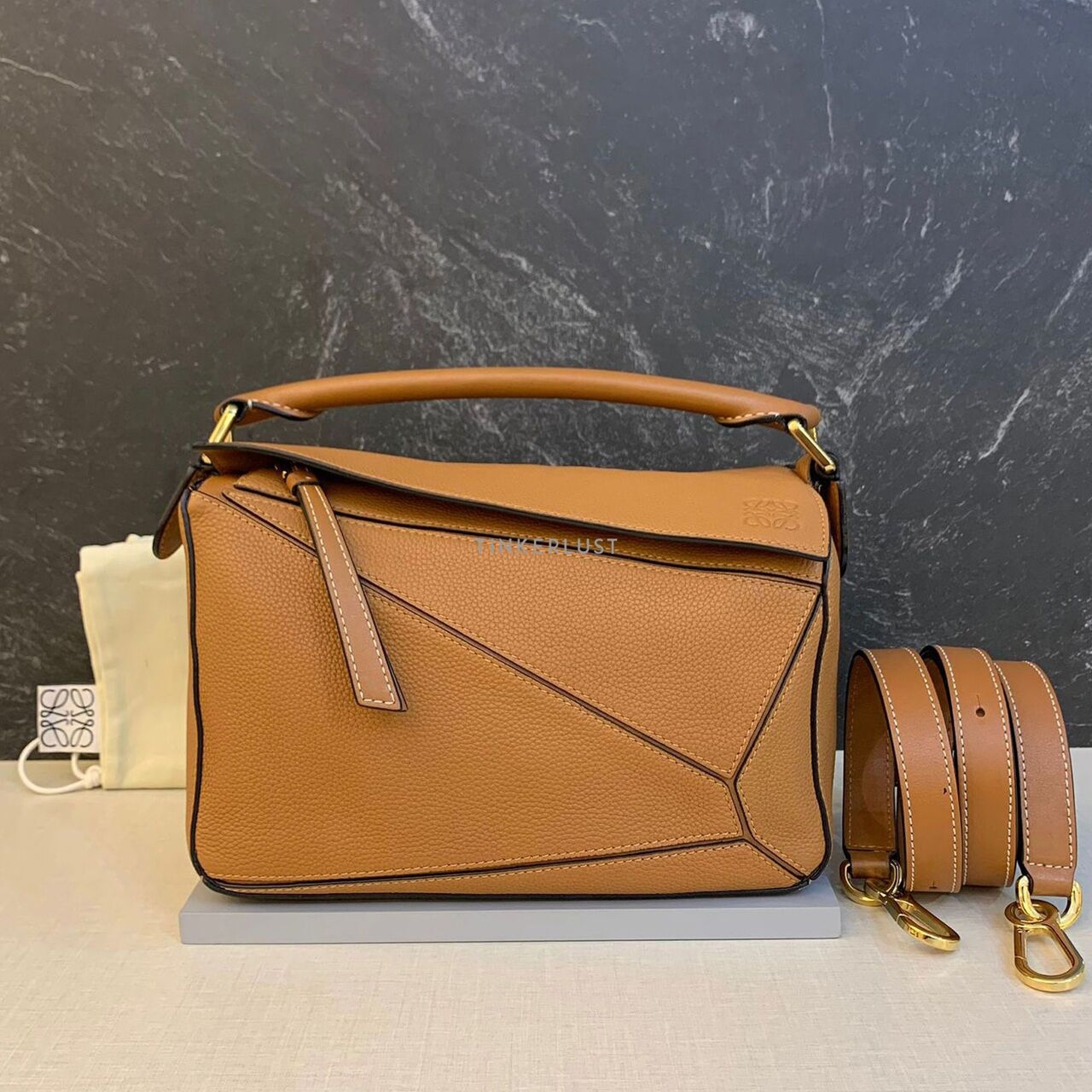 Loewe Puzzle Small Caramel Grained GHW 2019 Satchel