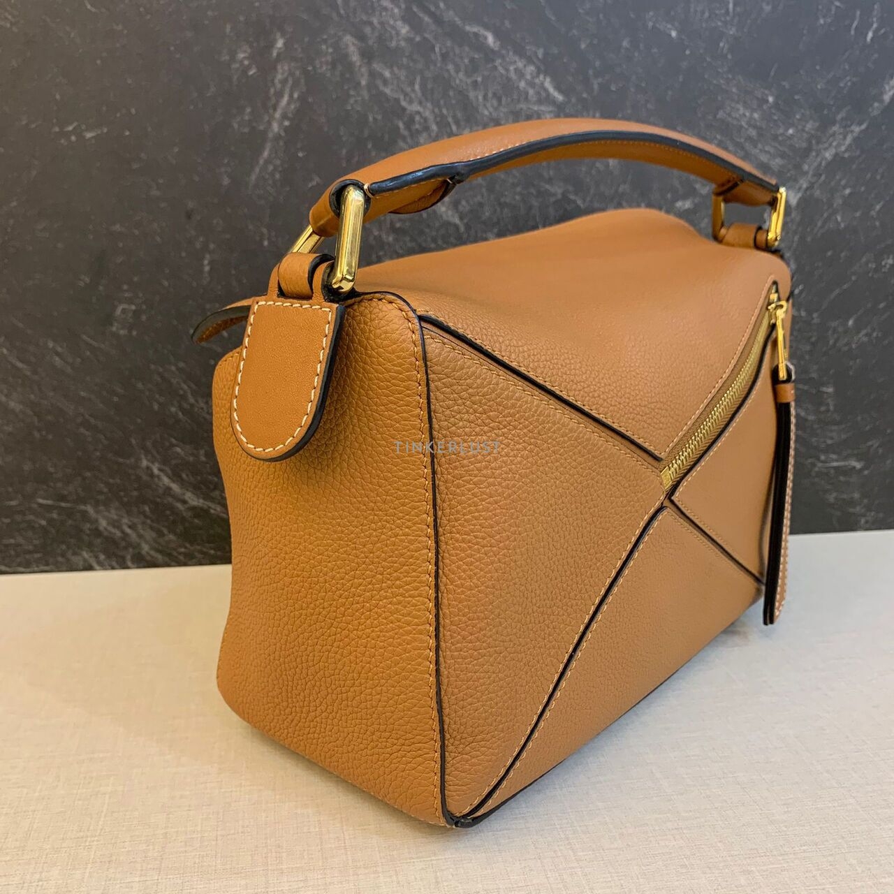 Loewe Puzzle Small Caramel Grained GHW 2019 Satchel