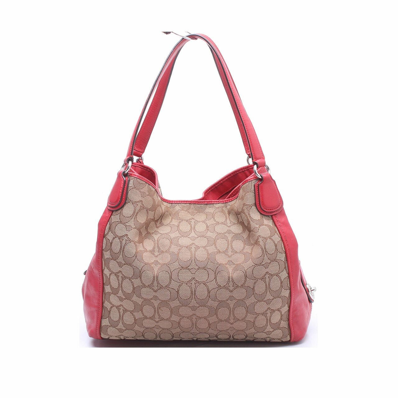 Coach Signature Edie Khaki Brown Red Shoulder Bag