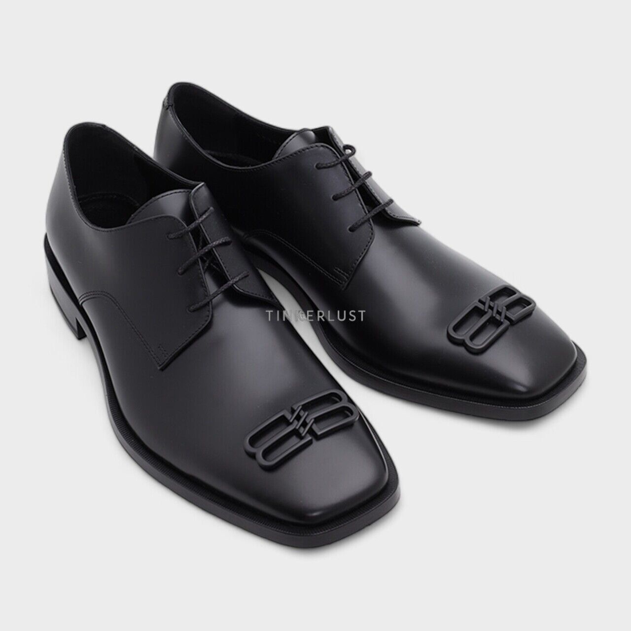 Balenciaga Men BB Icon Derby Shoes 30mm in Black Oxford