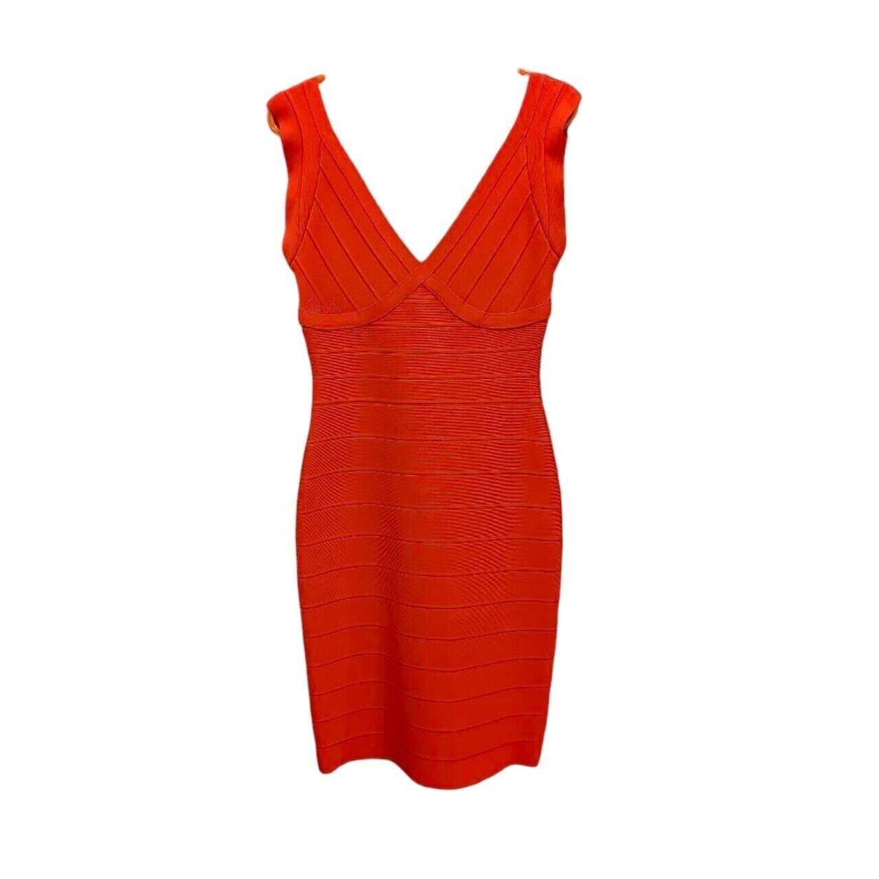 Herve Leger Red & Camel Orange Mini Dress