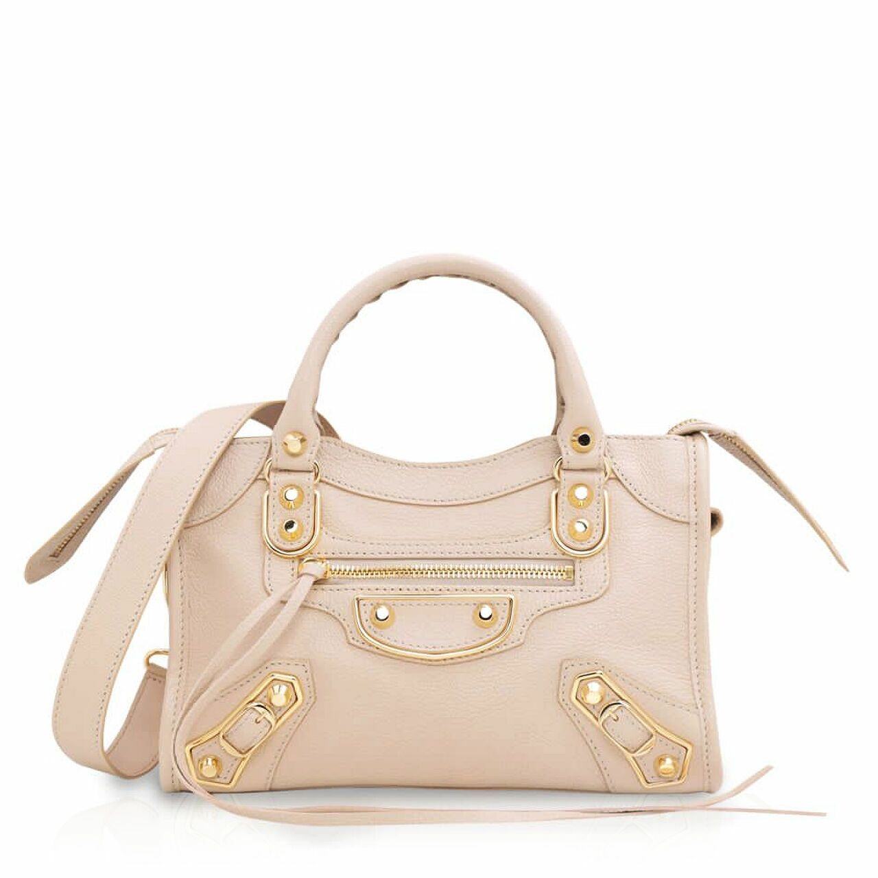 Balenciaga Chevre Mini City Metallic Edge Beige Tapioca GHW Satchel Bag