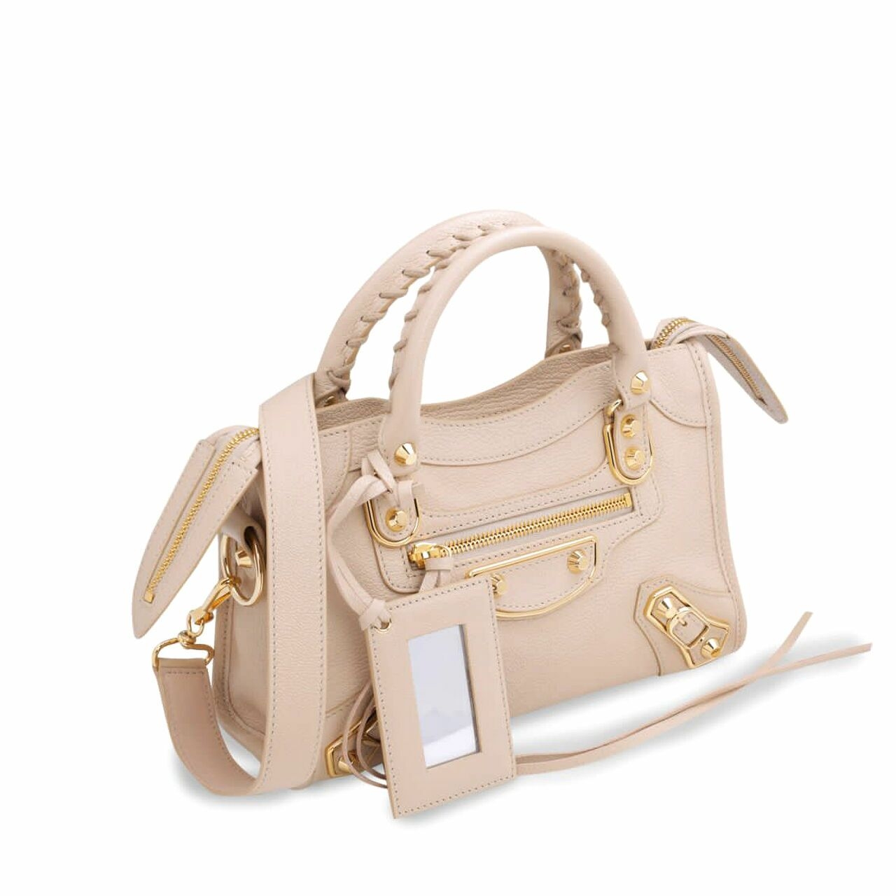 Balenciaga Chevre Mini City Metallic Edge Beige Tapioca GHW Satchel Bag