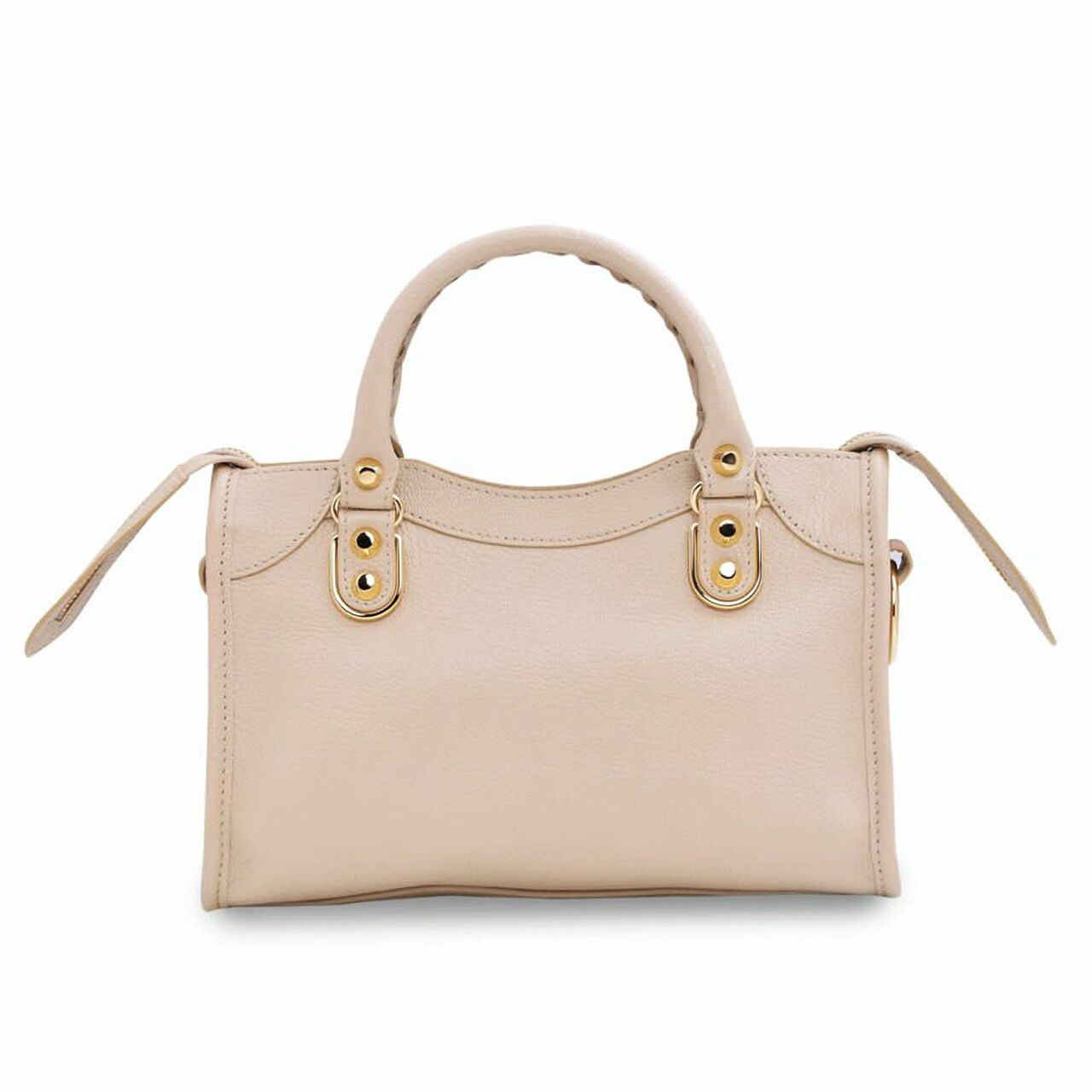 Balenciaga Chevre Mini City Metallic Edge Beige Tapioca GHW Satchel Bag