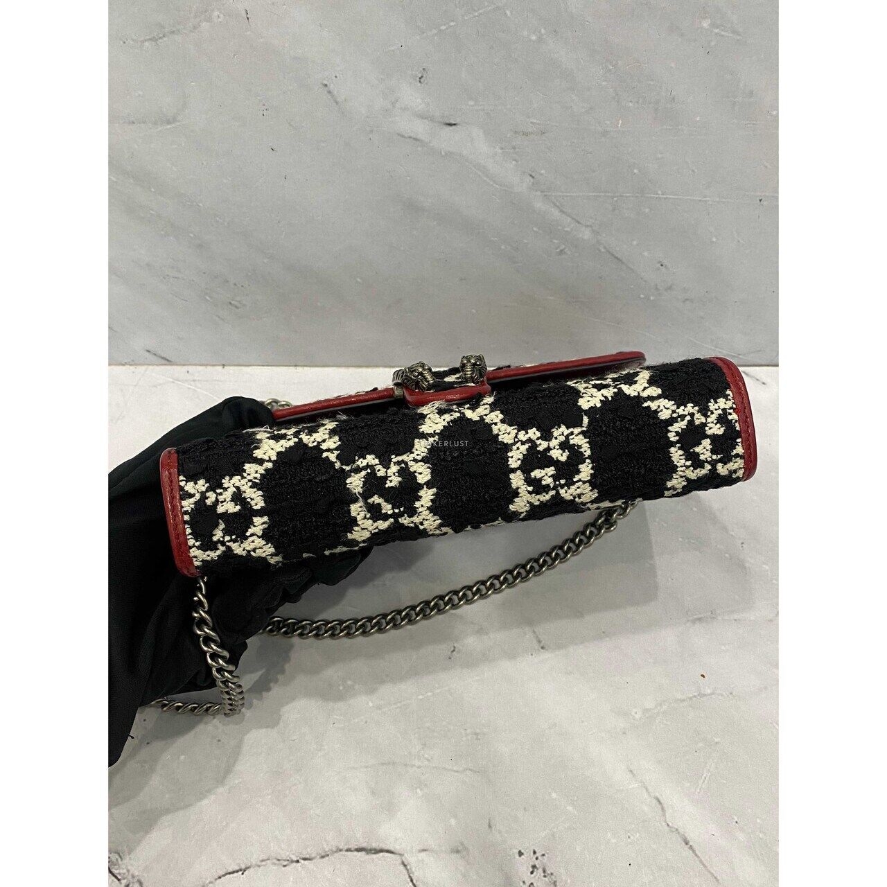 Gucci Dionysus Tweed WOC Red Black White SHW Sling Bag