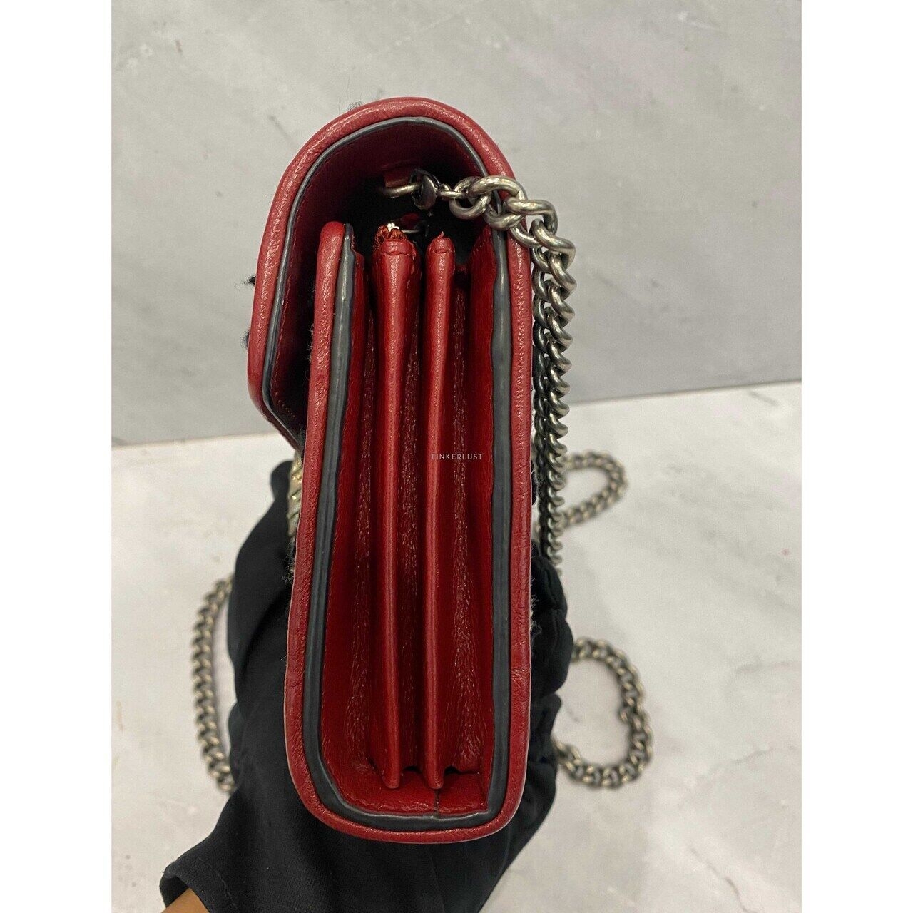 Gucci Dionysus Tweed WOC Red Black White SHW Sling Bag