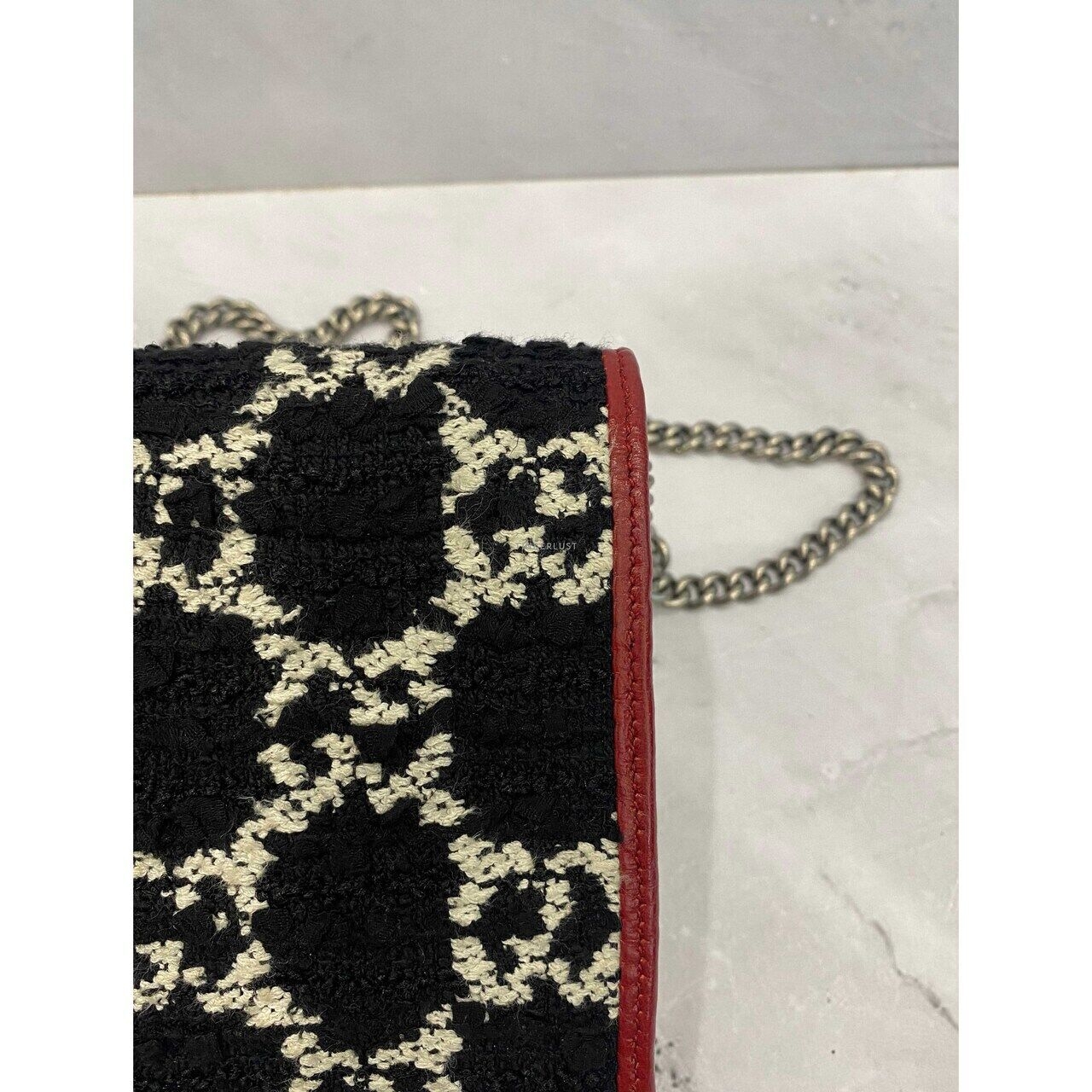 Gucci Dionysus Tweed WOC Red Black White SHW Sling Bag