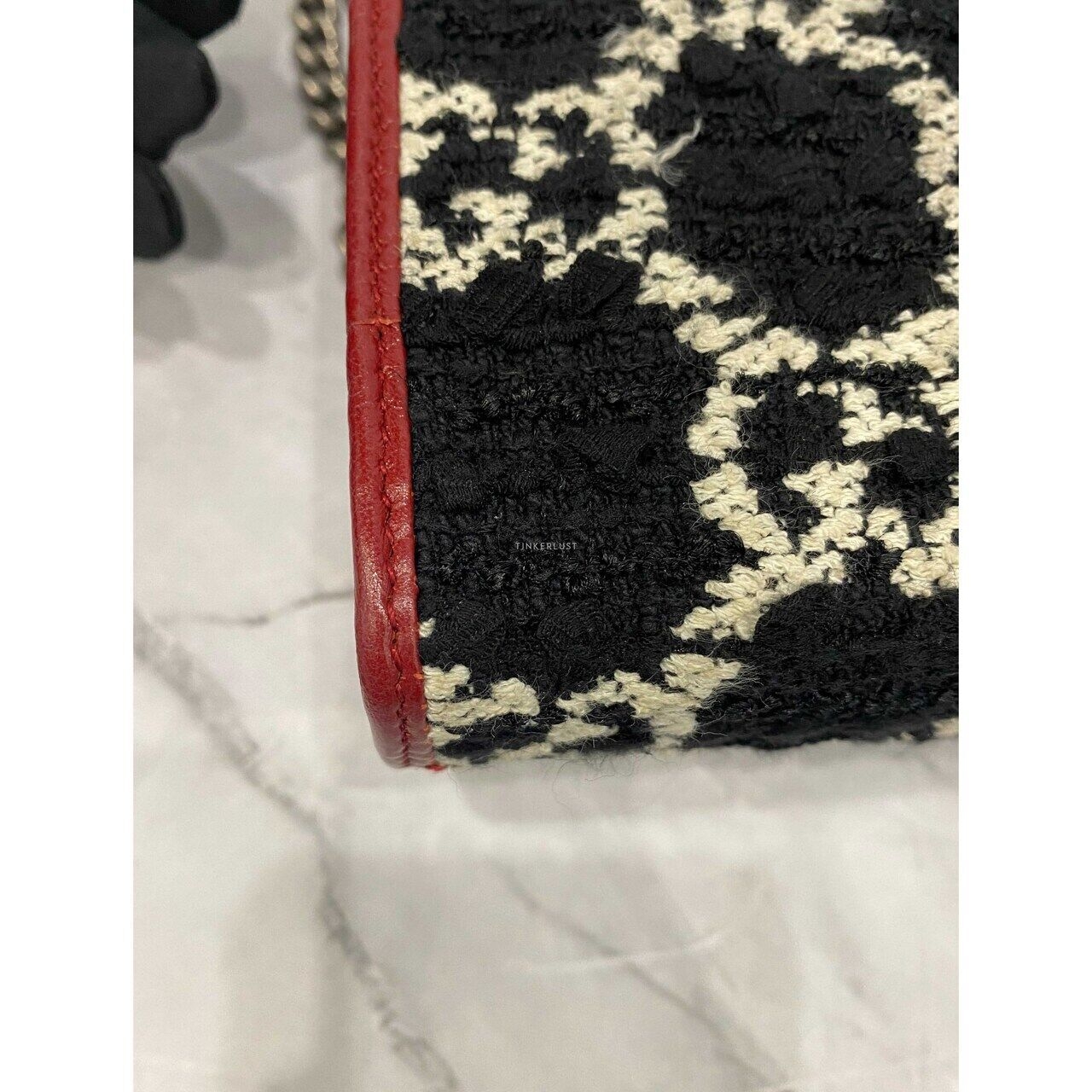 Gucci Dionysus Tweed WOC Red Black White SHW Sling Bag