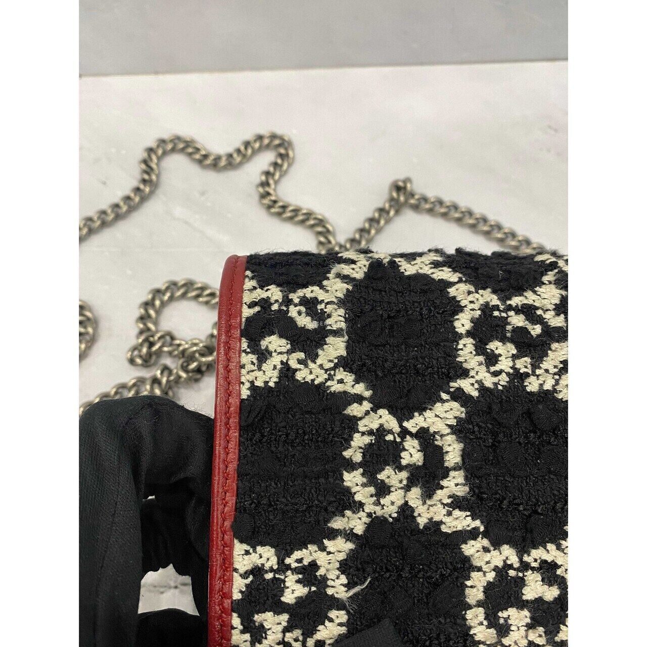 Gucci Dionysus Tweed WOC Red Black White SHW Sling Bag