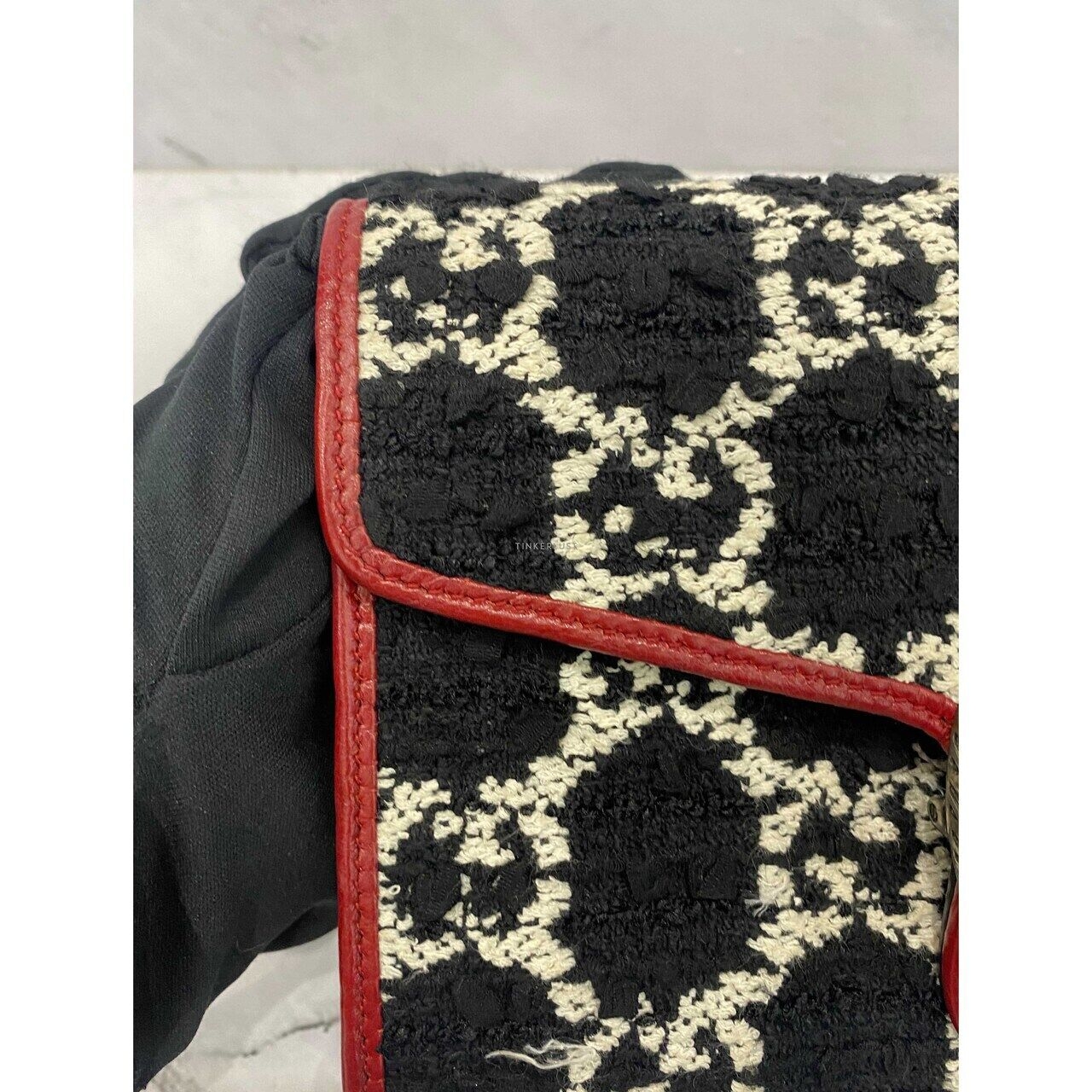 Gucci Dionysus Tweed WOC Red Black White SHW Sling Bag