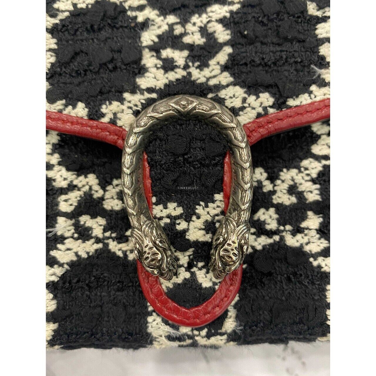 Gucci Dionysus Tweed WOC Red Black White SHW Sling Bag