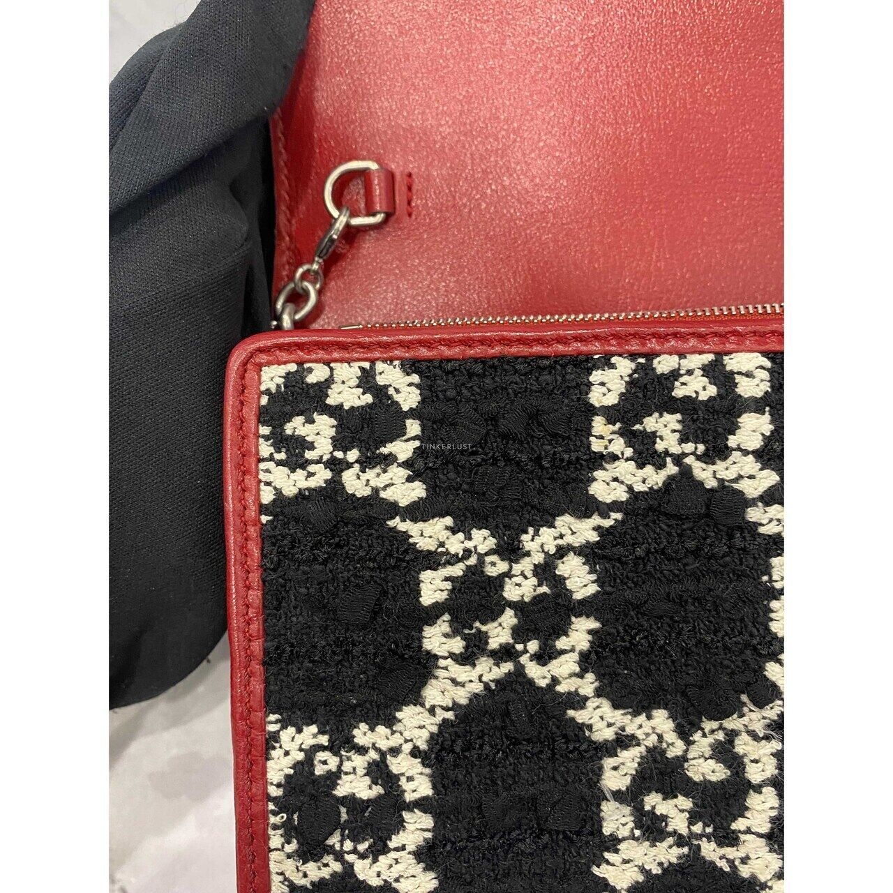 Gucci Dionysus Tweed WOC Red Black White SHW Sling Bag