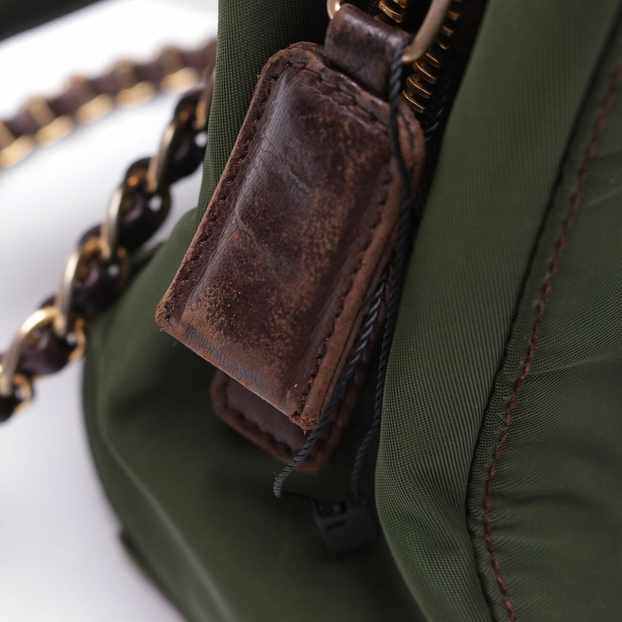 Prada Green Nylon Chain Sling Bag