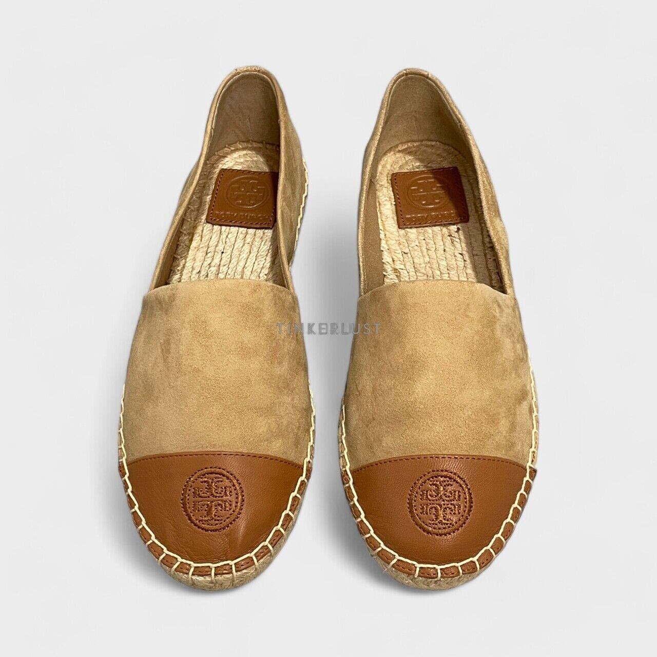 Tory Burch Colorblock Espadrilles Suede Tan Flats