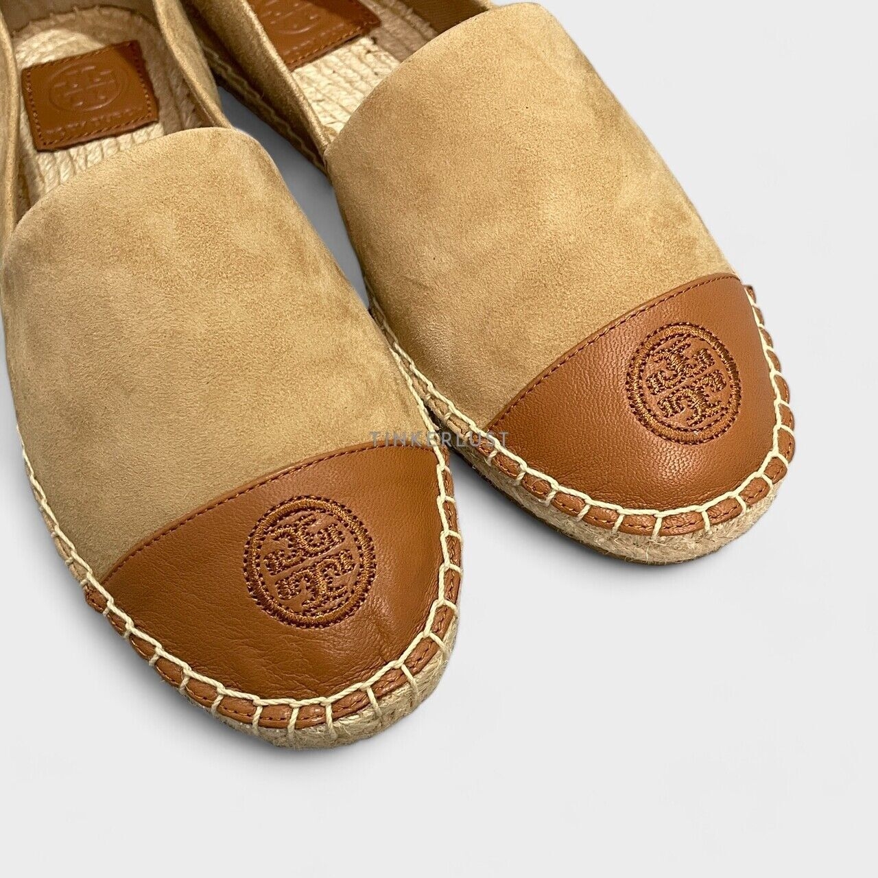 Tory Burch Colorblock Espadrilles Suede Tan Flats